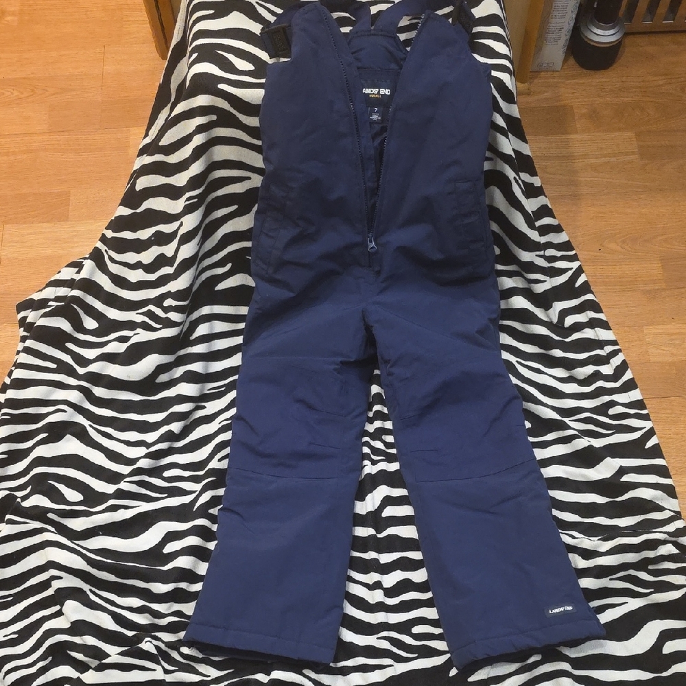 Lands' End Deep Blue Snow Bib Overalls